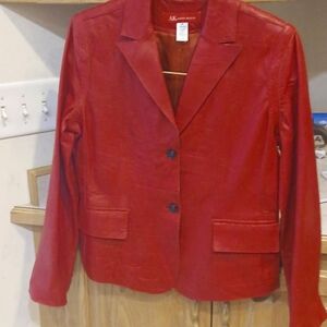 Anne Klein Women's Classic Leather Blazer Jacket size medium
